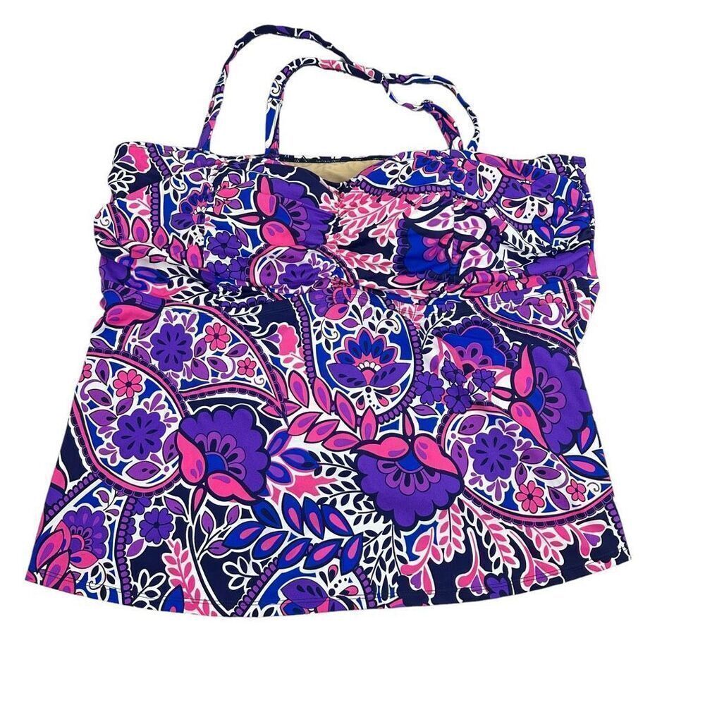 Swimsuits for All purple paisley tankini top size 30 NEW